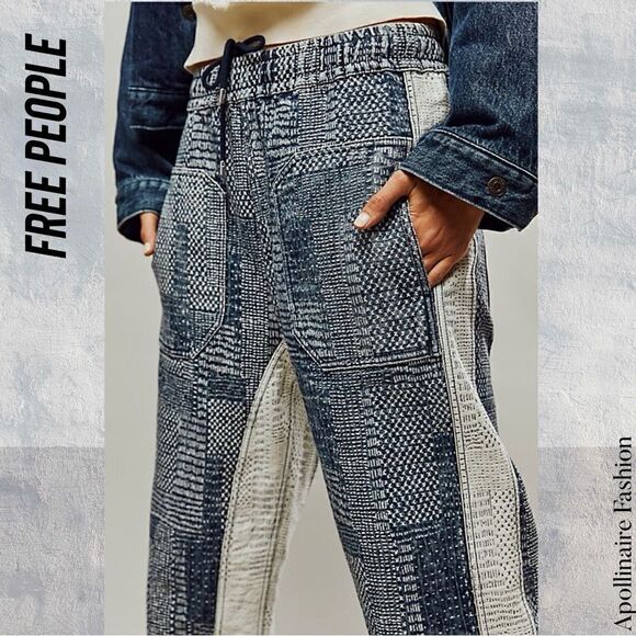 WE THE FREE MISFIT BORO REVERSIBLE HAREM JEANS IN NAVY WHITE COMBO NEW - Picture 5 of 13